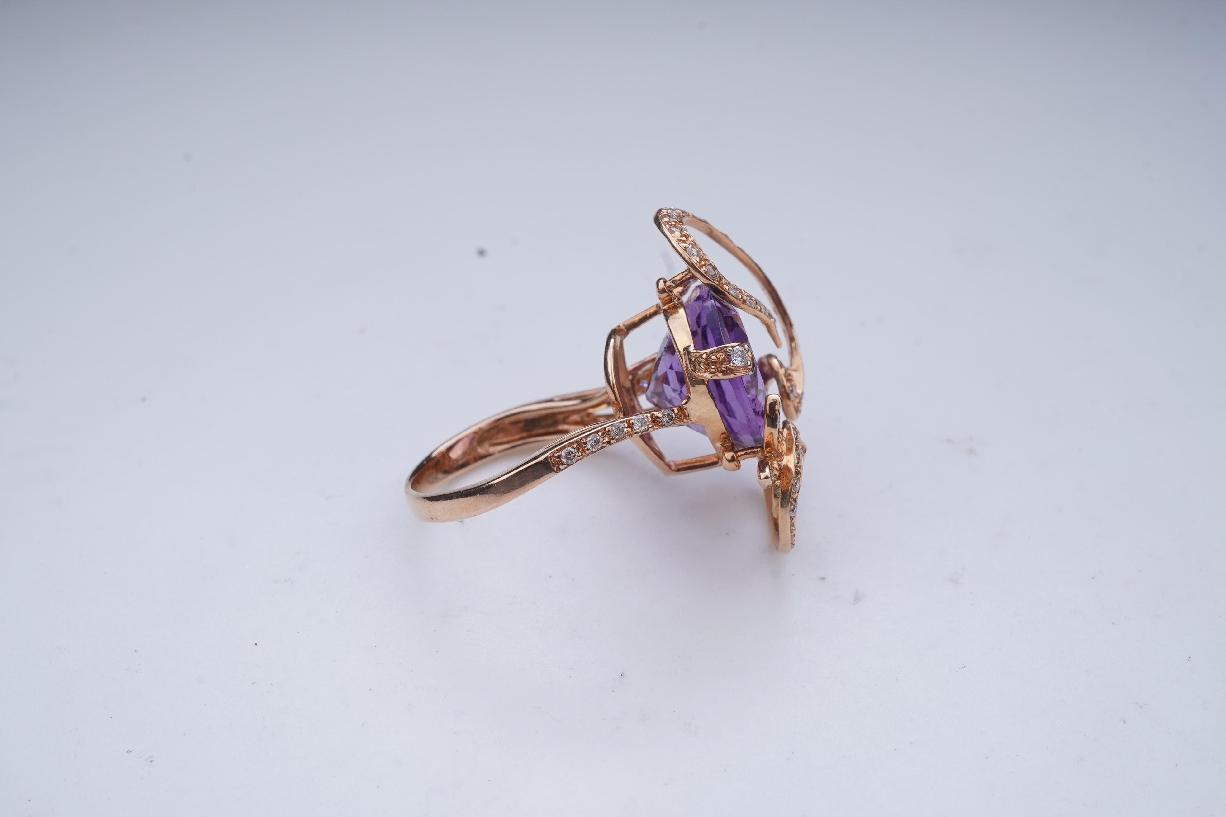 An amethyst and diamond ring